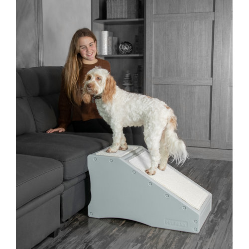 Pet Gear Stramp Treppen- & Rampen-Kombi Für Hunde/Katzen – Leicht, Tragbar & Werkzeugfrei Montierbar (Nebel)